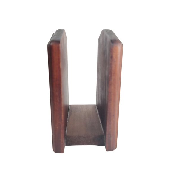 VINTAGE 70s Dark Wood Carved Fruit Motif Napkin Holder Mail Sorter Apple Berries - Picture 2 of 6
